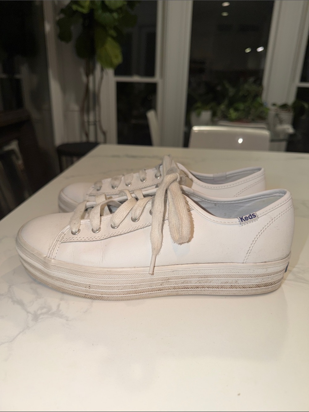 Keds Women’s Triple Kick Leather Lace Up Platform Sneakers